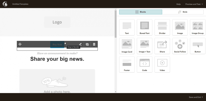 Mailchimp email designer
