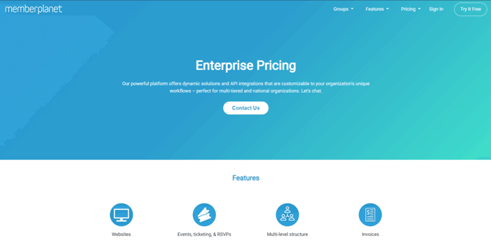 MemberPlanet enterprise pricing