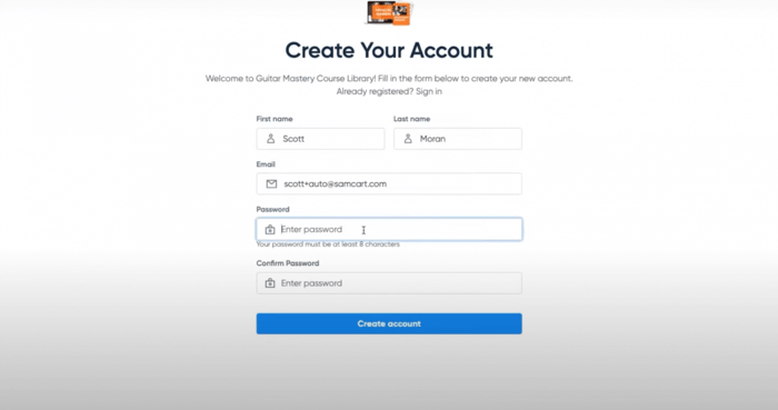SamCart Auto-Enroll enter password
