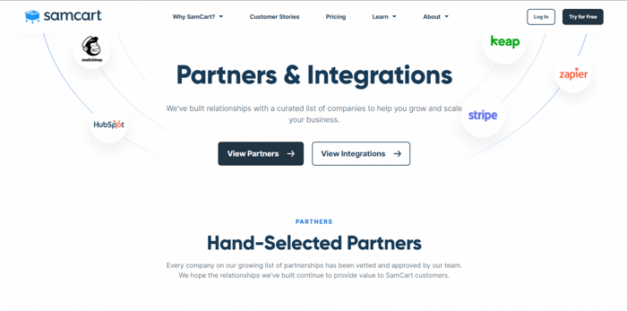 SamCart partners and integrations