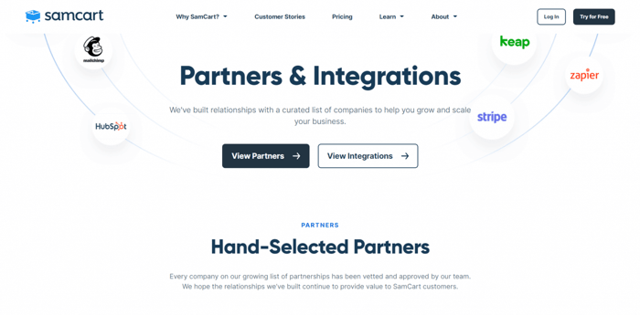SamCart partners and integrations