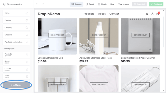 Sellfy blog install step