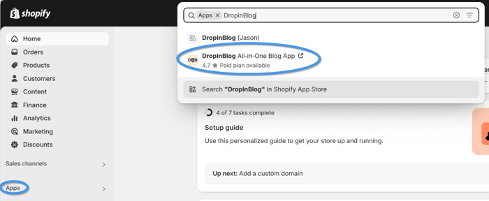 Shopify blog install step