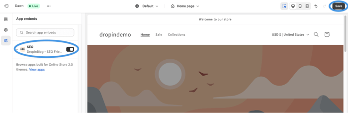 Shopify blog install step