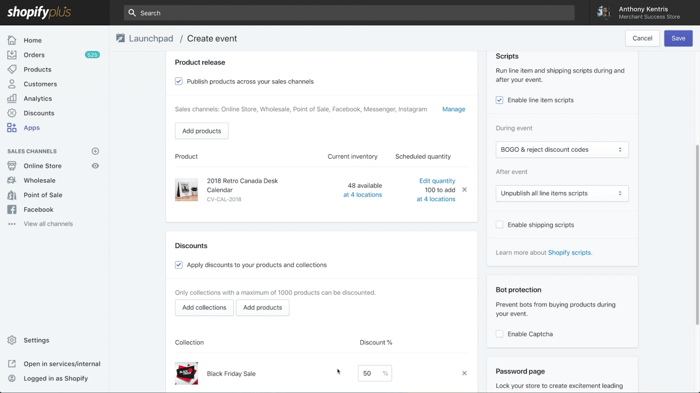 Shopify Plus Launchpad example