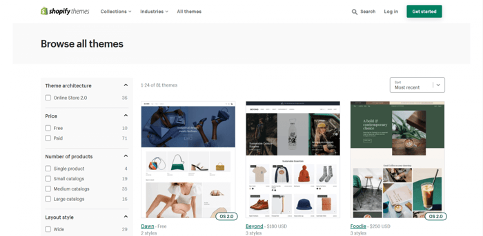 Shopify themes templates