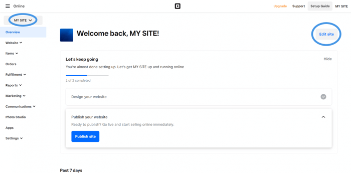 Square dashboard switch sites