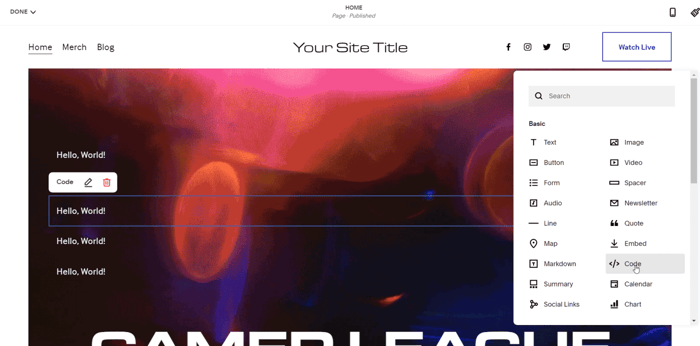 Squarespace code