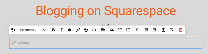 Squarespace blog post editor