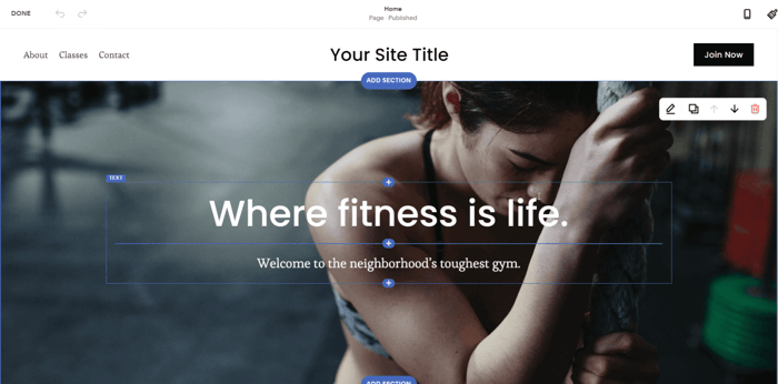 Squarespace editor