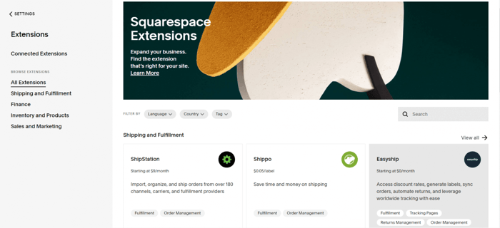 Squarespace extensions