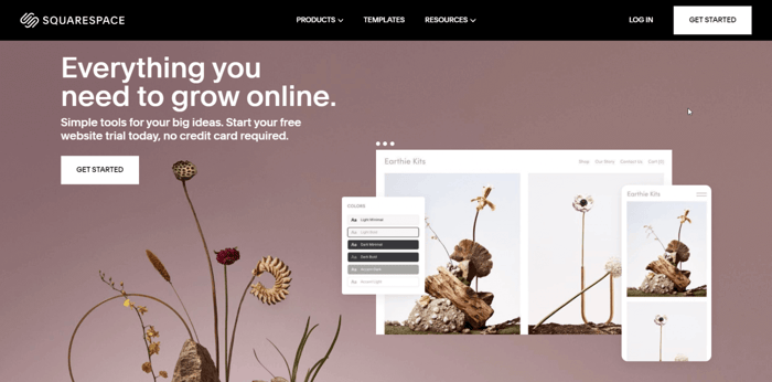 Webflow vs Squarespace: Squarespace's landing page