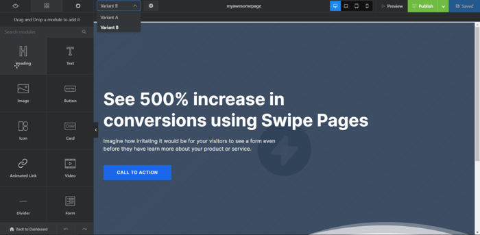 Swipe Pages editor