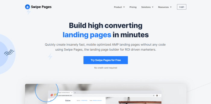 Swipe Pages vs Carrd: Swipe Pages home page