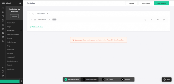Teachable review: creating a course