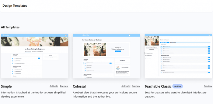 Teachable design templates