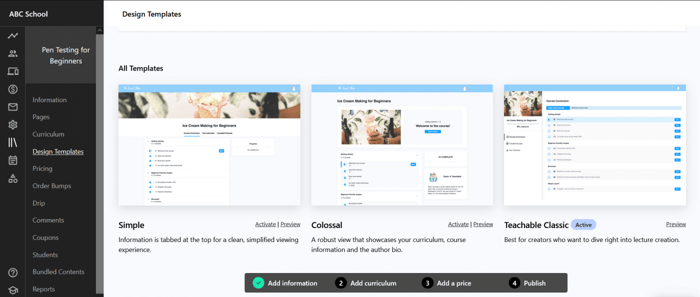 Teachable design templates