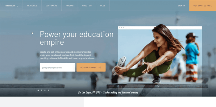 Thinkific vs Kajabi: Thinkific home page