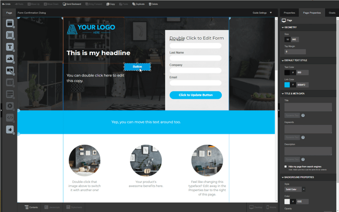 Unbounce editor