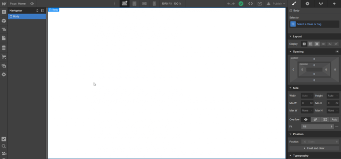 Webflow's designer