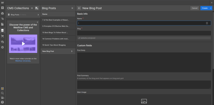 Webflow blog