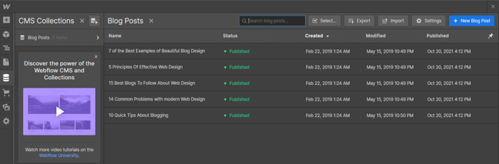 Webflow CMS blog