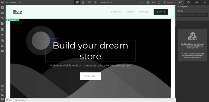 Webflow editor designer