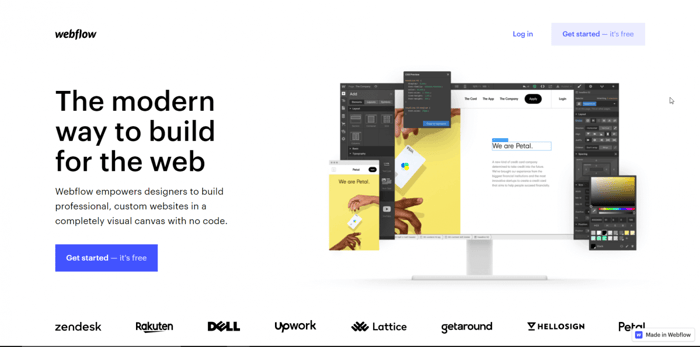 Webflow Review screenshot of Webflow homepage