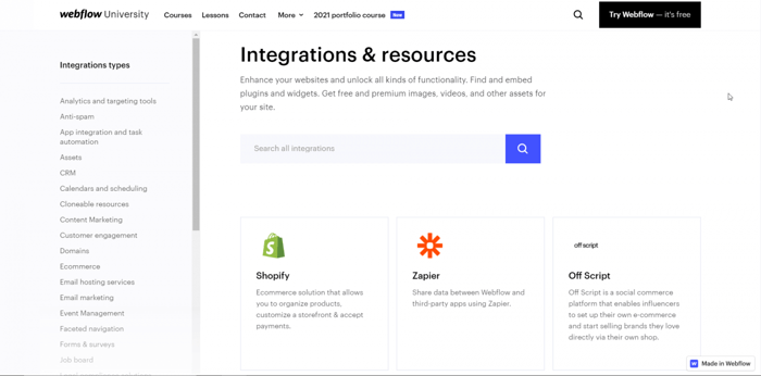 Webflow Integrations