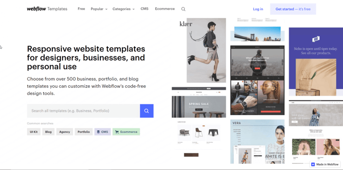 Webflow vs WordPress: Webflow templates
