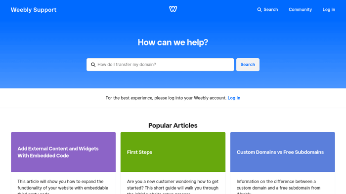 Weebly customer support