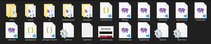 WordPress code files