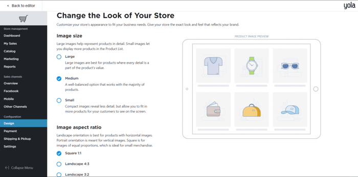 Yola customize store design