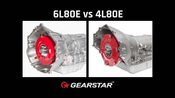 GM 6L80E and 4L80E side by side, the two heavy duty automatics most builds choose between