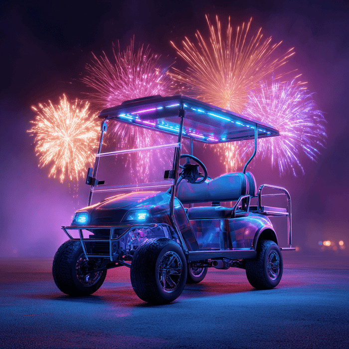 Golf Cart with Fireworks