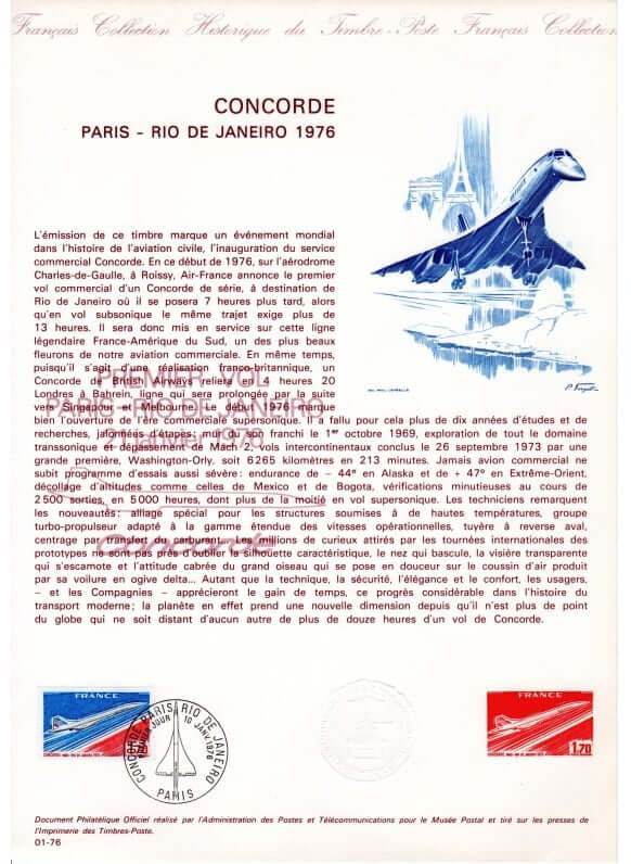 document philatélique officiel Concorde