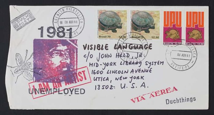 Leonhard Frank Duch mail art adressé à John Held Jr.