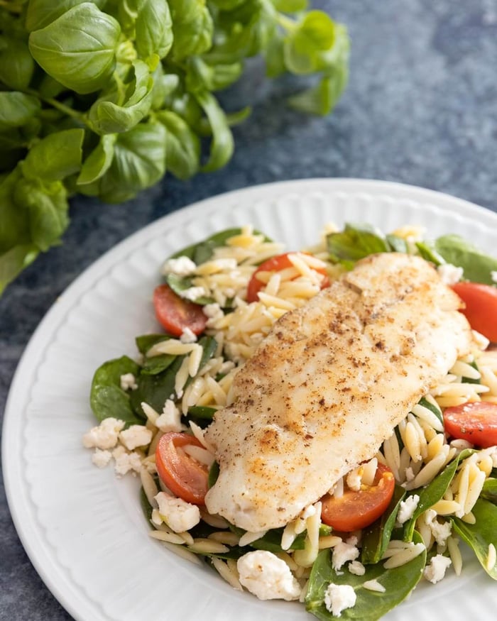 Aiglefin sur salade d’orzo