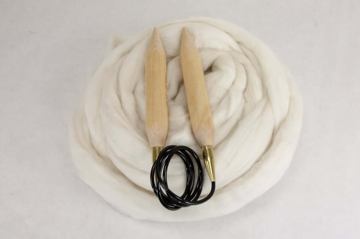 Super Fine Merino roving and US50 needles