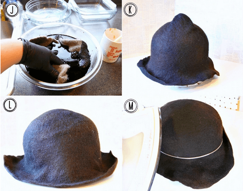 Dyeing a wet felted cloche hat on the Woolery Blog.