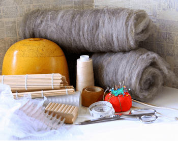 The materials I used to felt my hat.