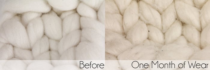 Roving swatch one month of wear