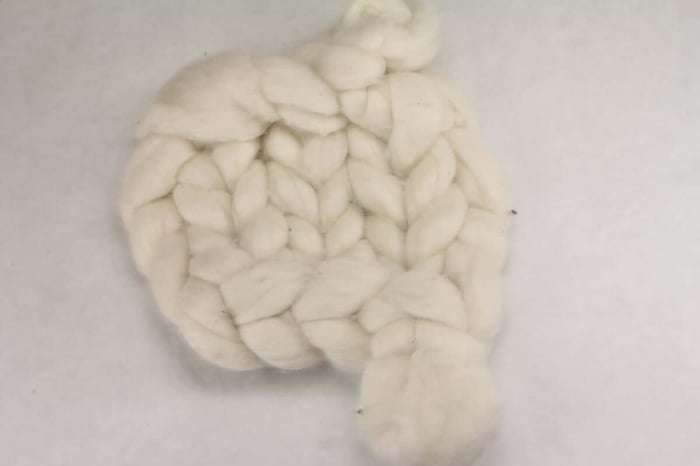 Merino roving swatch after one week