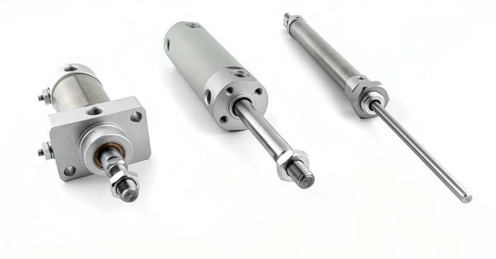 Two brass pneumatic mufflers with threaded bases and porous tops displayed on a clean white background.