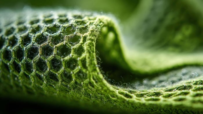 Close-up of natural fiber fabrics used in 100 natural fiber clothing, highlighting texture and breathability