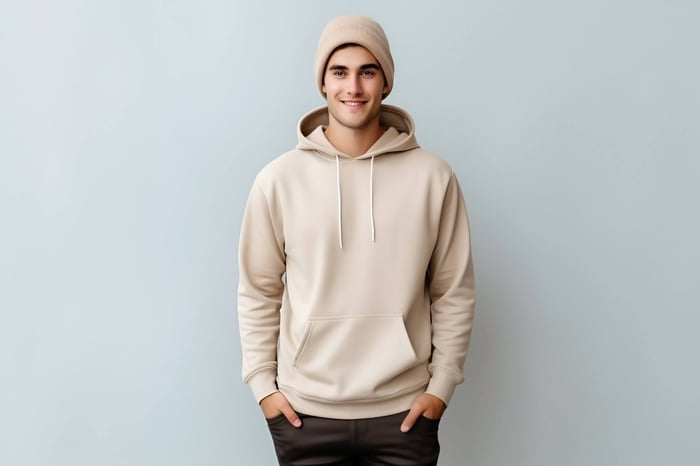 Model wearing a TENCEL hoodie demonstrating breathable and lightweight comfort