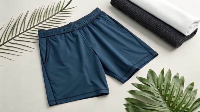 Minimalist streetwear-inspired gym outfit flatlay featuring soft workout clothes in neutral sustainable fabrics