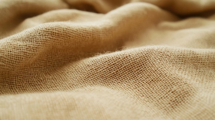Close-up of premium sustainable fabric texture, highlighting quality materials that help avoid fast fashion