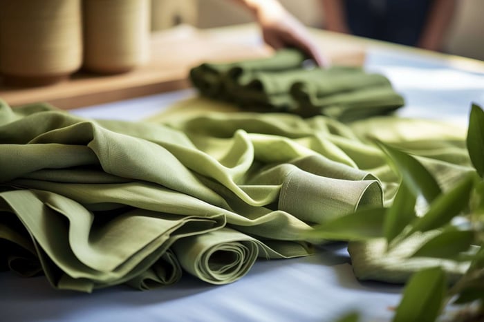Close-up of TENCEL™ Lyocell fabric highlighting its smooth texture, soft feel, and sustainable material qualities commonly used in minimal streetwear apparel.