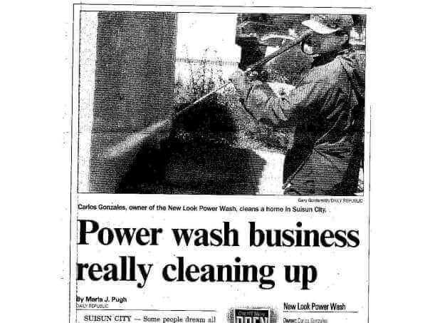 Carlos Gonzalez featured in a local newspaper article about his pressure washing business